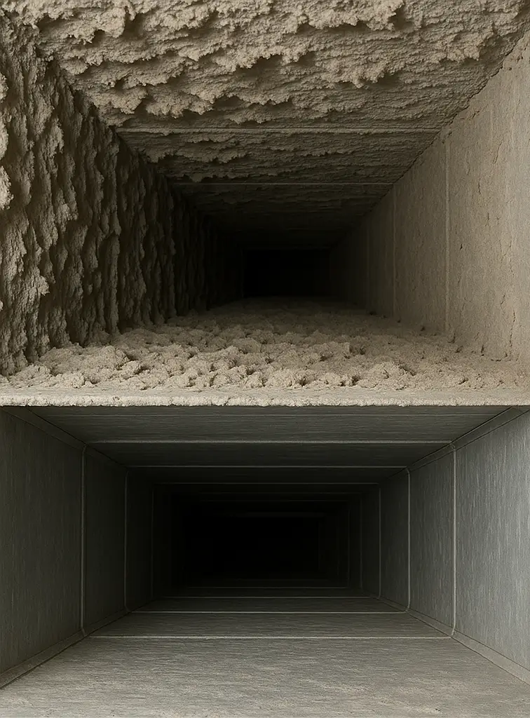 Before and after duct cleaning in Brookshire Texas