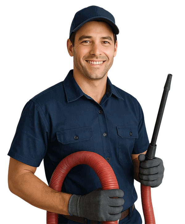 Brookshire TX Air Ducts Cleaning technician holding HVAC tools and smiling